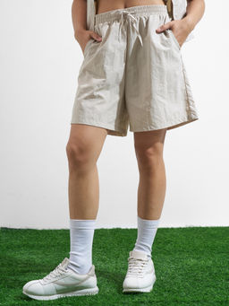 TOKYO TALKIES - Women Beige Solid Elasticated Waist Shorts