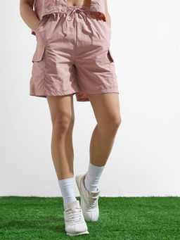 TOKYO TALKIES - Women Pink Solid Elasticated Waist Shorts
