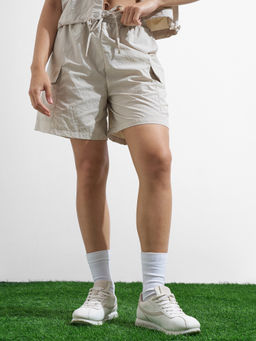 TOKYO TALKIES - Women Beige Solid Elasticated Waist Shorts