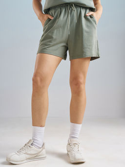 TOKYO TALKIES - Women Olive Elasticated Waist Shorts