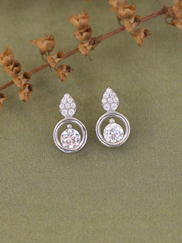 Ornate Jewels - 925 Silver 0.75 Carat Each American Diamond Small Earring for Women and Girls (One Size)