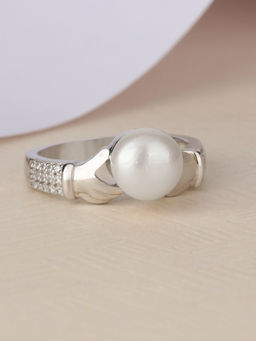 Ornate Jewels - 925 Silver 7.5 MM Pearl Solitaire Ring for Women and Girls (13)