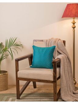 Fabindia - Teal Silk Blend Woven Nurvi Cushion Cover (40x40 cm)