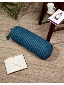 Fabindia - Blue Deepali Cotton Woven Bolster Cover