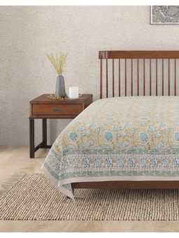 Fabindia - Multi-Color Ihania Cotton Hand Block Printed Double Bedsheet