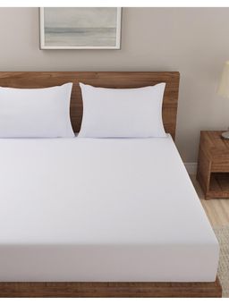 Fabindia - White Cotton Double Bedsheet with 2 Pillow Covers