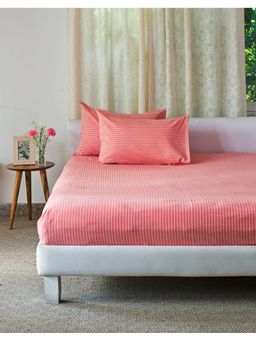 Fabindia - Red Nile Cotton Double Bedsheet with 2 Pillow Covers