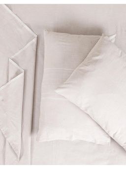 Fabindia - Beige Chambray Cotton Double Bedsheet with 2 Pillow Covers