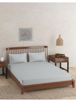 Fabindia - Grey Cotton Nile Stripe Double Bedsheet with 2 Pillow Covers