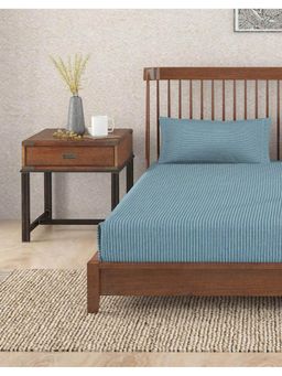 Fabindia - Navy Blue Nile Cotton Double Bedsheet with 2 Pillow Covers