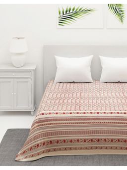 Fabindia - Pink Varda Cotton Printed Double Bedsheet