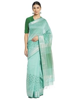 Fabindia - Cotton Silk Hand Block Printed Sari (Blue)