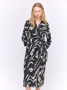 Cover Story - Camilia Abstract Print Midi Wrap Dress