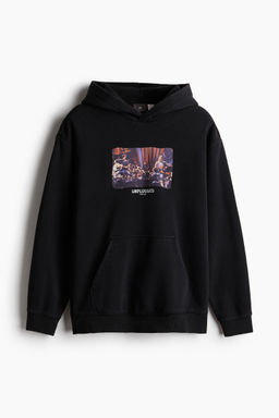 H&M - Men Black Loose Fit Hoodie