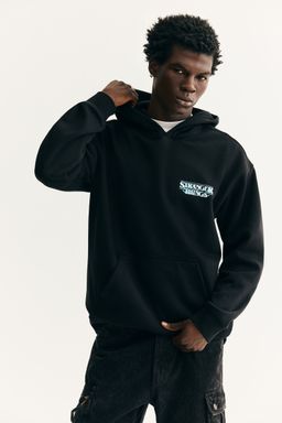 H&M - Men Black Loose Fit Hoodie