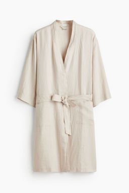 H&M - Beige Washed Linen Dressing Gown