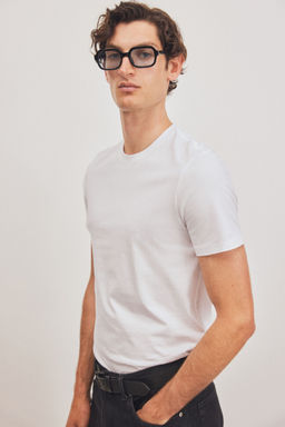 H&M - Men White Slim Fit Pima Cotton T-Shirt