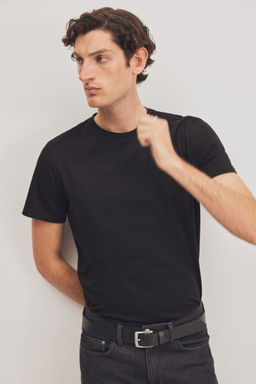 H&M - Men Black Slim Fit Pima Cotton T-Shirt