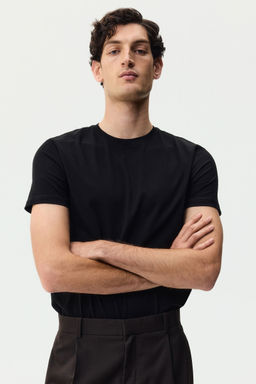 H&M - Men Black Slim Fit Pima Cotton T-Shirt
