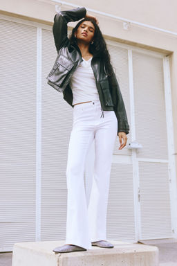 H&M - Women White Fla High Jeans