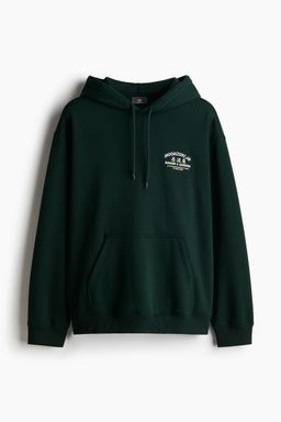 H&M - Men Green Loose Fit Printed Hoodie