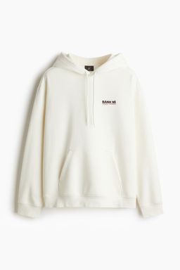 H&M - Men White Loose Fit Printed Hoodie