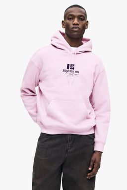 H&M - Men Pink Loose Fit Printed Hoodie