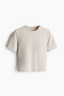 H&M - Women Beige Cropped Sports Top With Drymove