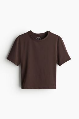 H&M - Women Brown Cropped Sports Top With Drymove