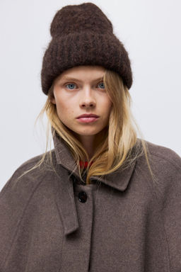 H&M - Women Brown Rib-Knit Alpaca-Blend Beanie