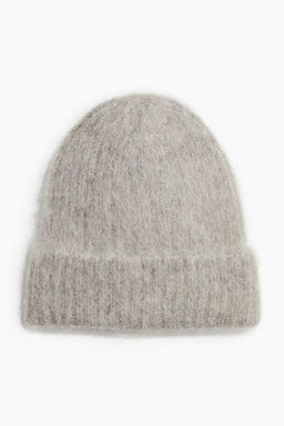 H&M - Women Grey Rib-Knit Alpaca-Blend Beanie