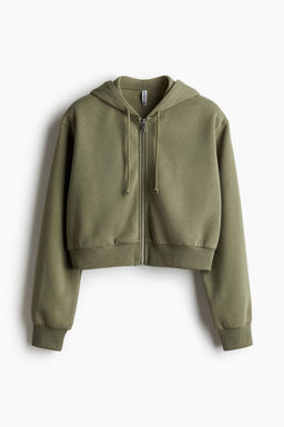 H&M - Women Grey Cropped Zip-Through Hoodie