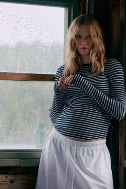 H&M - Women Blue Mama Ribbed Jersey Top