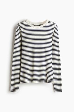 H&M - Women White Ribbed Jersey Top