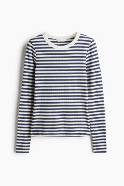 H&M - Women White Ribbed Jersey Top