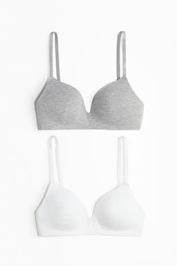H&M - Women 2-Pack Padded Non-Wired Cotton Bras