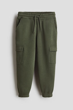 H&M - Boys Green Brushed-Inside Cargo Joggers