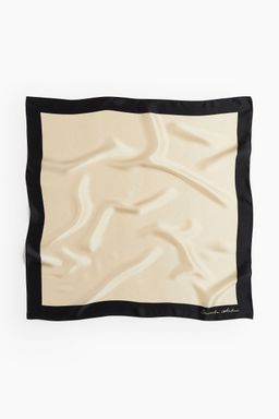H&M - Women Beige Printed Silk Scarf