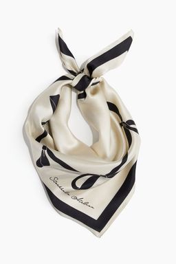 H&M - Women Beige Printed Silk Scarf