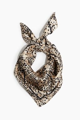 H&M - Women Beige Printed Silk Scarf
