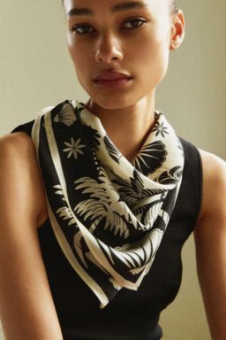 H&M - Women Black Printed Silk Scarf
