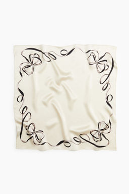 H&M - Women Beige Printed Silk Scarf