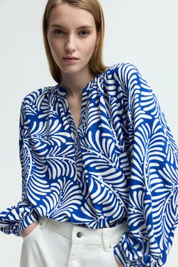 H&M - Women Blue Balloon-Sleeved Blouse