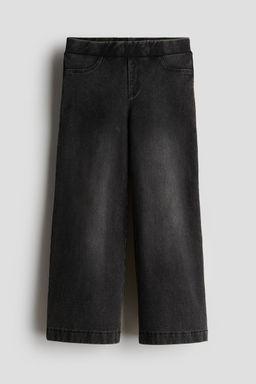 H&M - Girls Black Wide Denim-Look Trousers