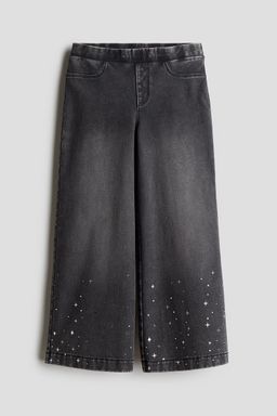 H&M - Girls Grey Wide Denim-Look Trousers