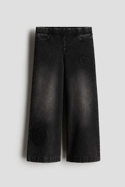 H&M - Girls Grey Wide Denim-Look Trousers