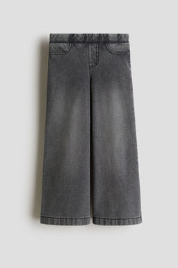 H&M - Girls Grey Wide Denim-Look Trousers