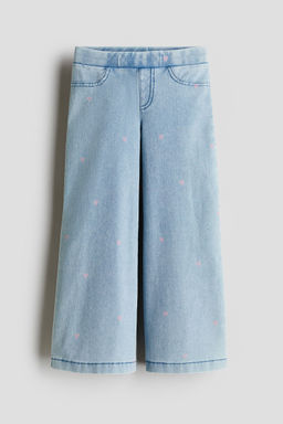 H&M - Girls Blue Wide Denim-Look Trousers