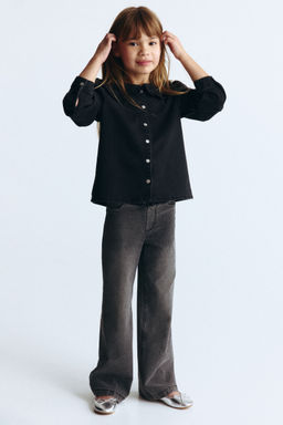 H&M - Girls Grey Wide Denim-Look Trousers