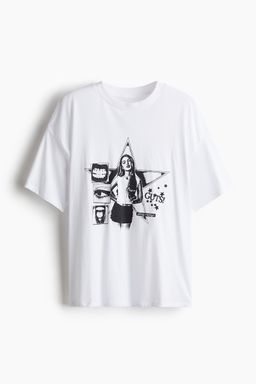 H&M - Women White Oversized Printed T-Shirt